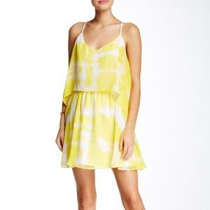 BCBGeneration yellow tie dye sunbeam cutout dress
